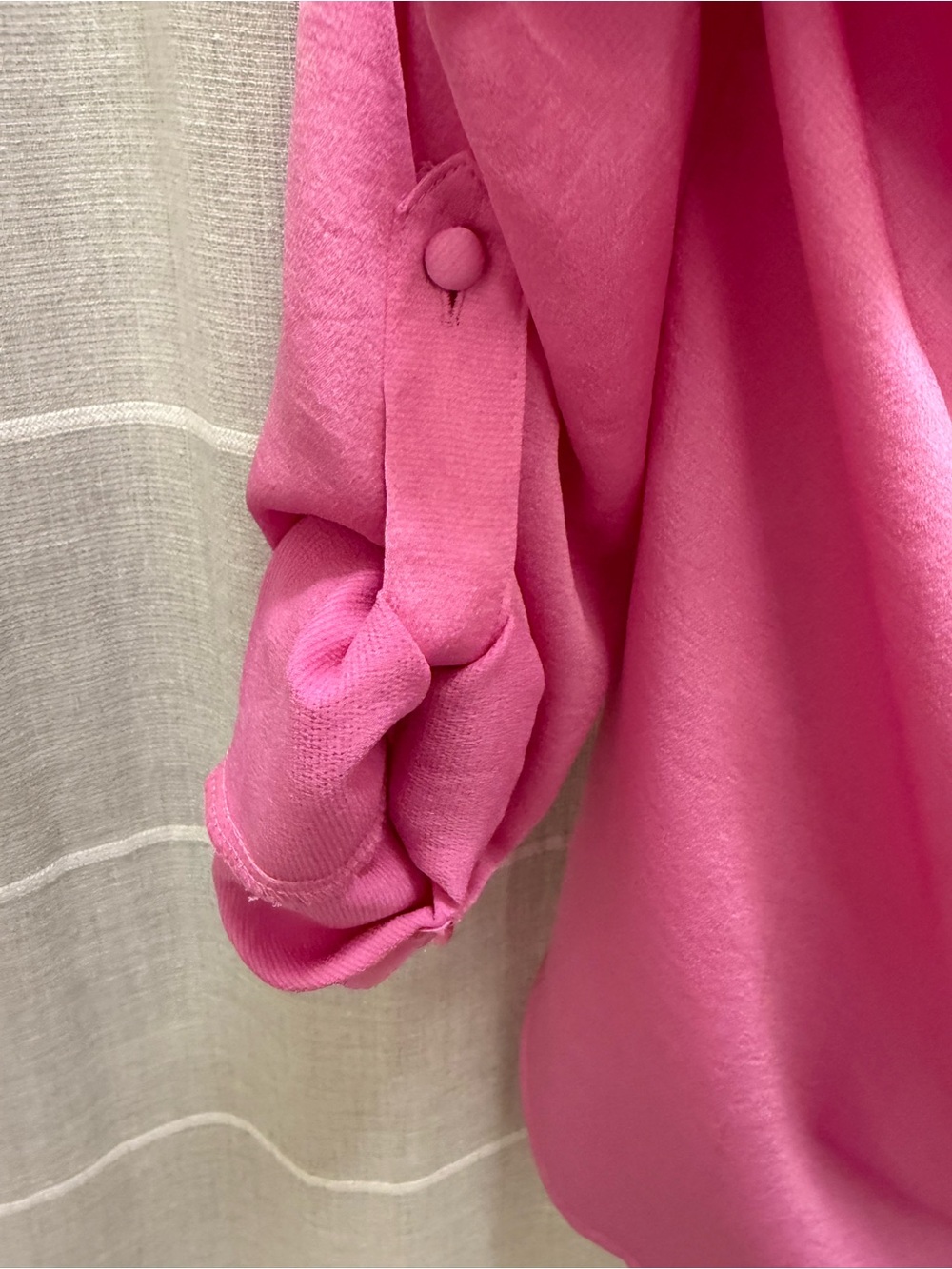 Express Hot Pink Ruffle-Trim Button Front Blouse - Picture 6 of 6